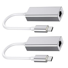 2Pcs Type C To Ethernet Rj45 Cable USB External Network Card LAN Adapter. picture