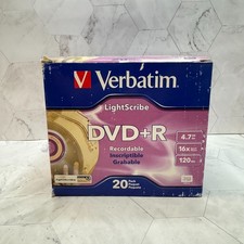 NIB Verbatim LightScribe DVD+R 16x 20 Blank Discs With Cases 4.7gb 120m picture