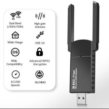 USB 3.0 Wireless WIFI Adapter 1300Mbps Long Range Dongle Dual Band Network lot picture