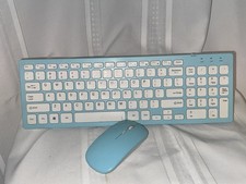 Wireless Turquoise Keyboard Mouse Bundle, Plug & Play, Quiet Keys, V-C24A picture