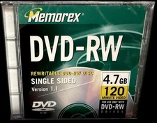 Memorex DVD-RW 4.7GB 120 Min 1x-2x Blank Rewritable Disc 3202-5520 NEW SEALED picture