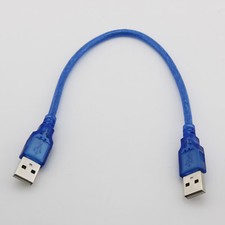 1pc USB 2.0 A Male to A Male Plug Data Connector Extension Cable 1FT/30CM Blue picture