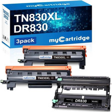 Mycartridge TN830XL TN830 Toner Cartridge and DR830 Drum Unit 3-Pack Replacement picture