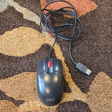 Vintage IBM Optical USB Mouse Black Red Scroll Wheel MO28UOL 39Y9870  *Tested* picture