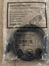 Monoprice 350 MHz 5E Patch, Gold Plating, 24AWG, P/N: 3375, Ethernet 5ft Black picture