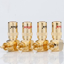 4PCS Hi-End Speakers RCA Plugs Male 90 Degree Plug Gold Plated 8MM Audio Jacks picture
