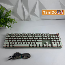 EWEADN V20 Retro Typewriter Mechanical Keyboard Round Keycaps Volume Knob Green picture
