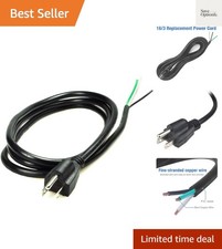 6ft 16 Gauge 3 Prong Heavy Duty Replacement Power Supply Cord Cable 110V 115V... picture