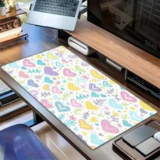 Adorable Heart-shaped Colorful Desk Mat with a Gradient Design in Pink, Yellow picture