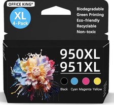 Ink Cartridges 4Pack with chip 950XL 951XL for HP (Black, Cayn, Magenta, Yellow) picture