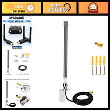 Outdoor Mini Omni WiFi Antenna 6dBi Dual Band 2.4G/5GHz N-Male RP-SMA + 9.8ft Ca picture