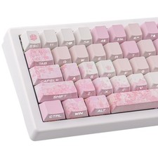 131 Keys Cherry Blossom Tie Dye Keycap Set Custom Side Printed PBT Pink picture