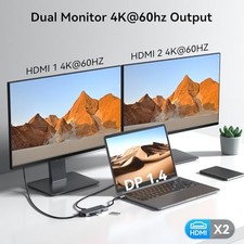 SILVER - HODO DOCKING STATION TO DUAL HDMI MONITORS ADAPTER USB C TO DUAL HDMI picture