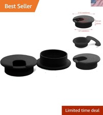 2-Pack Modern Black 2-Inch Desk Cable Grommets for Tidy Organizational Spaces picture