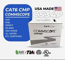 CommScope Uniprise Cat 6 UTP Bulk Ethernet Cable 1000 ft Black CS34 Raw picture