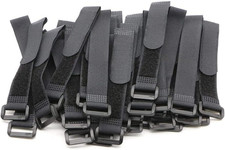 25Pcs Black Reusable Fastening Cable Straps, Hook and Loop Cable Tie down Straps picture
