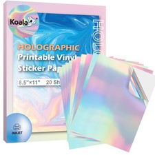 Koala Holographic Sticker Paper for Inkjet Printer - 20 Sheets 8.5x11 Inch, R... picture