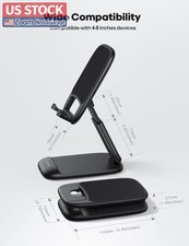 US Stock Foldable Phone Stand Height Adjustable Black Desk Holder iPhone picture