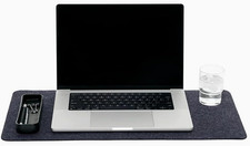Merino Wool Felt Desk Pad 24x12 Charcoal Non-Slip Office Mat Office Home Use picture