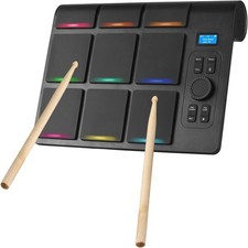 Electronic Tabletop Drum Set with 2 Speaker 9 Pads Color Lighting Supports BT... picture