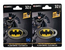 Lot of 2 Emtec Batman USB 32 GB Flash Drive/Keychain Back to School New Sealed picture