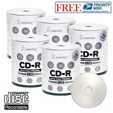 500 Pack Smartbuy 52X CD-R 700MB Silver Inkjet Hub Printable Disc Priority Mail picture