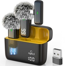 NPTCL Wireless Lavalier Microphone for iPhone 17/16/15 Android PC Mini, Black picture
