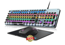 Teclado mecánico para juegos estilo máquina de escribir con interruptores azules picture