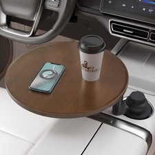 Car Tray & Car Desk for Laptop, 360° Rotating Wood Cup Holder Table, Steering... picture