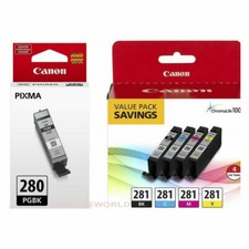 Genuine Canon 280 281 Ink 5-Pack Setup Ink Cartridges Full Set No Box picture