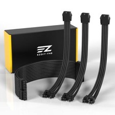  PSU Cable Extension Sleeved Custom Mod GPU PC Power Supply Soft Nylon Black  picture
