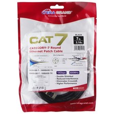 Tera Grand CAT7 Round Ethernet Patch Cable - 7 Foot - 10Gbps / 600MHz - Black picture