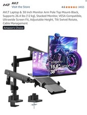 AVLT Laptop & 38 Inch Monitor Arm Pole Top Mount-Black picture