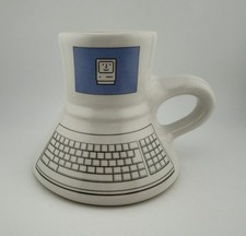 1980's Apple Macintosh Lisa Computer & Keyboard Coffee Mug Rainbow Logo Vintage picture