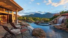 Landscape hawaii kauai swimming pool mountains Custom Gaming Mat Desk picture