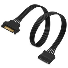 60CM Black Sata Power Extension Cable Male to Female Braided Adapter Inch Sata picture