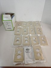 Leviton 86003 1-Gang Outlet Cover Lot of 15 Wallplate, Standard Size, Ivory picture