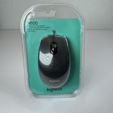 Logitech M100 Full-Size Corded USB Mouse Black Gray New Sealed Plug & Play picture