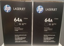 2 New Genuine Sealed HP 64A Toner Cartridges CC364A Black Boxes picture