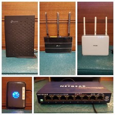 LOT Mixed Network Equipment Routers Modems Switch TP Link Netgear All Power On picture