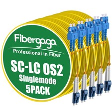 Fibergaga® OS2 LC to SC Fiber Patch Cable, Multimode, 10M(33ft), 5Pack | Mult... picture