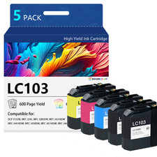 LC103 Ink Cartridges | use for MFC-J870DW MFC-J475DW MFC-J470DW (5 Pack-2BK/CMY) picture
