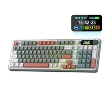 RK ROYAL KLUDGE MECHANICAL KEYBOARD W/SMART DISPLAY & KNOB - CLAY-GREEN picture