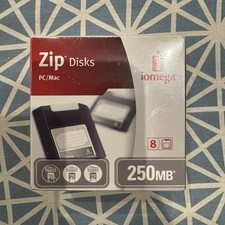 New Iomega Zip Disks 250MB 8-Pack Factory Sealed PC Mac Vintage Blank Media NOS picture