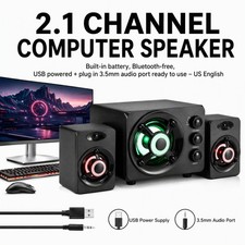 2.1 Channel Computer Desktop Speaker, 3‑Piece Wired Audio Speaker for Laptop picture