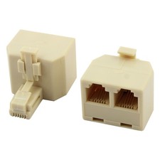 Plastic Telephone RJ11 1 Male to 2 Female Adapter Connector Splitter 2 Pcs picture