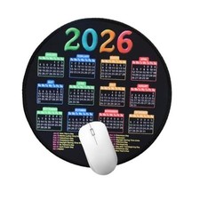 2026 Calendar Mousepad, Mouse Pad with Stitched Edge Round-Black picture