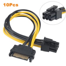 10Pcs Lot SATA 15 Pin to 6pin Male Power Cable Video Card PCI-E PCIE PCI Express picture