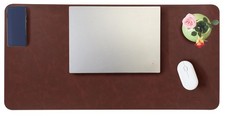 Large Faux Leather Desk Mat Brown, 31.5 x 15.7 Inch Non-Slip Waterproof Pad picture