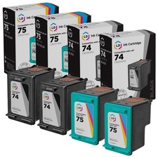 LD Replacement for Fits for HP 74 & 75 Set of 4 Ink Cartridges 2 Black & 2 Color picture